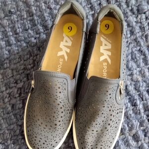 Anne Klein Gray Perforated Slip-On Sneakers